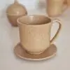 Puodelis su lėkštute, rudas